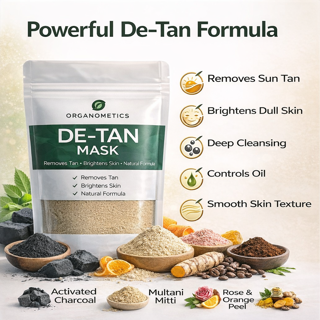 Organometics Organic De-Tan Face Mask (50g) – 4 Uses Per Pack